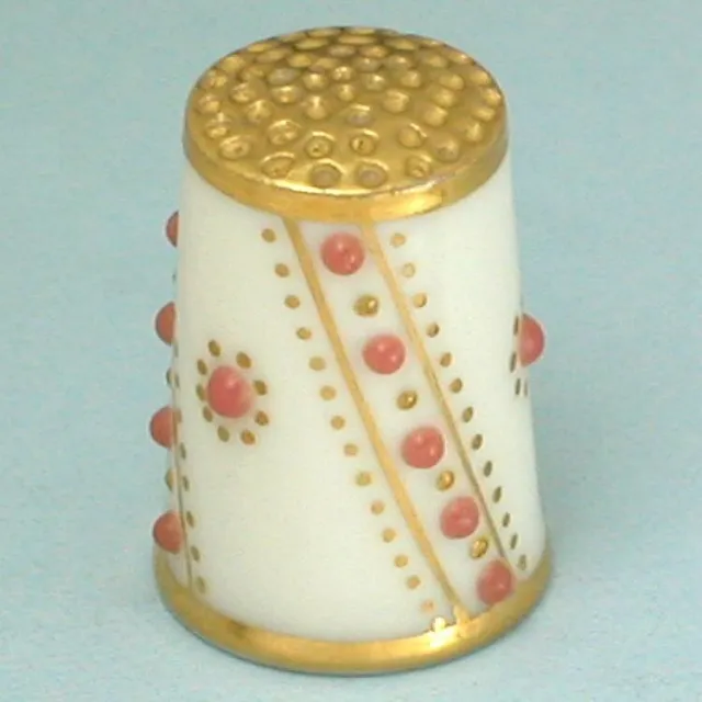 Antique Royal Worcester 'Jeweled' Porcelain Thimble * English * Circa 1890