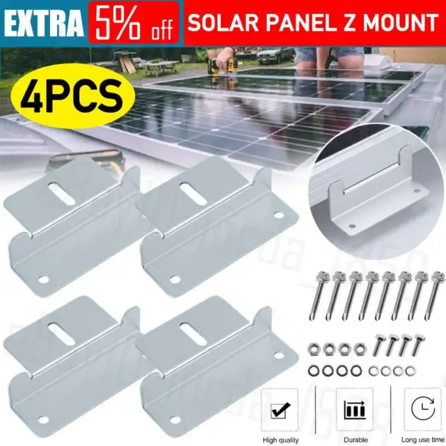 4 Pcs Solar Panel Z-Bracket Mounting Flat Roof Yacht RV Mount Aluminum Alloy Kit
