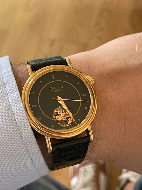 Caravelle By Bulova Orologio Pelle Vera Automatico Vintage Swiss Made Open Heart