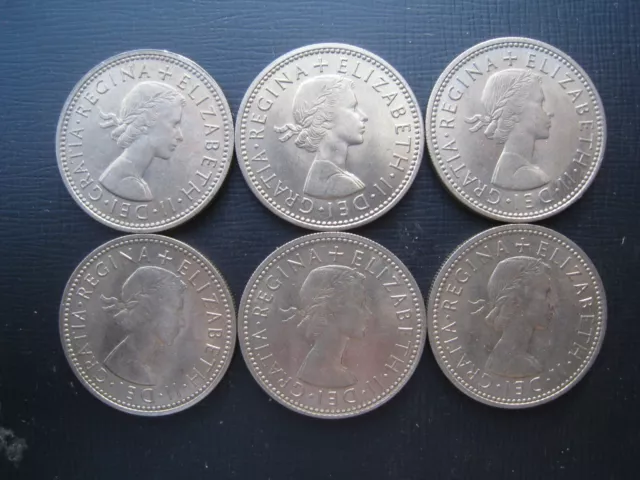 Six Elizabeth II English Shillings 1962. High Grades. 2