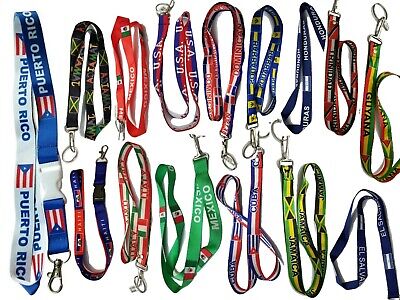 Flag Lanyard Key chain Ring Neck strap ID Holder Country Badge Necklace keychain