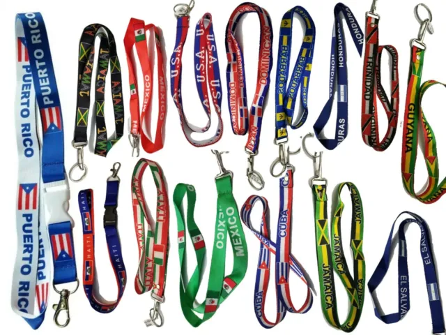 Flag Lanyard Key chain Ring Neck strap ID Holder Country Badge Necklace keychain