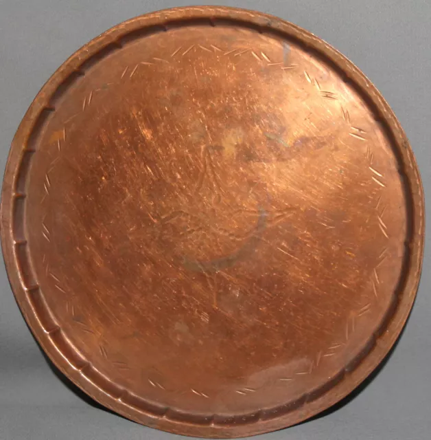Vintage Folk Hand Made Engraved Copper Serving Tray