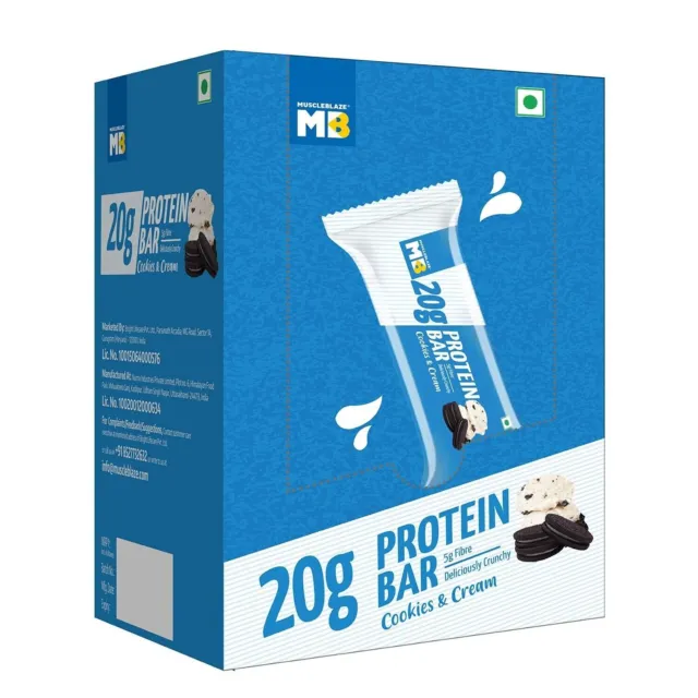 MuscleBlaze 20 g Protein Bar Gluten-Free, Healthy Protein Snacks Pack Of 6 Bars