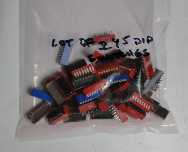 1 Lot of 45 pieces used  Slide Push & Toggle 8 position Dip Switches
