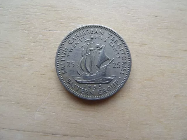 25 Cent Münze 1955 Britische Karibische Territorien Eastern Group SEGELSCHIFF
