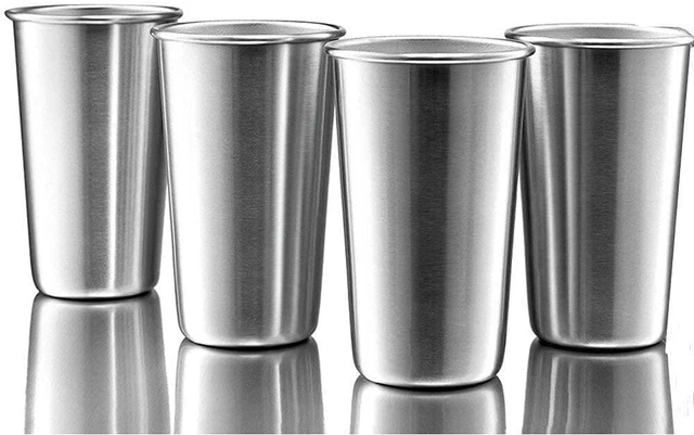 4 Pack Stainless Steel Cups, 16oz Pint Cup Tumbler Stackable Durable Cup