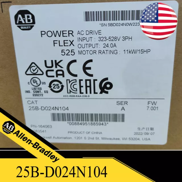 Allen-Bradley 25B-D024N104 PowerFlex 525 11kW 15Hp AC Drive Factory Sealed