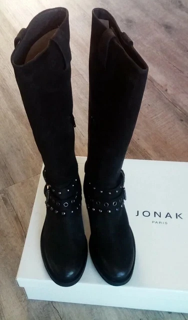 BOTTES MARQUE JONAK cuir nubuck noir pointure 36 neuf EUR 59 00