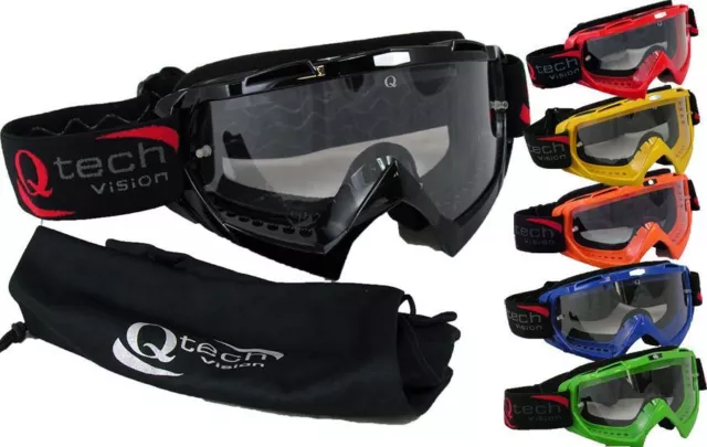 TEAR OFF GOGGLES by Qtech for MOTOCROSS Trials ENDURO Helmet FREE Goggle BAG