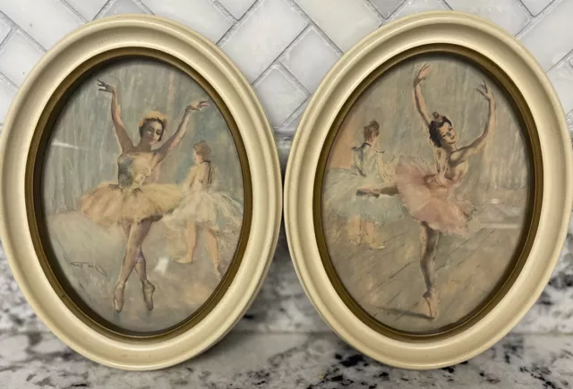 Pal Fried Ballerina Ballet Prints Two Oval Frames 1950s MCM Small 5.5 x 7 Inch Pal Fried Ballerina Ballet Prints Two Oval Frames 1950s MCM Small 5.5 x 7 Inch