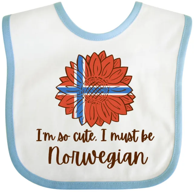 Inktastic I'm So Cute, I Must Be Norwegian Sunflower Baby Bib Flags Flowers New