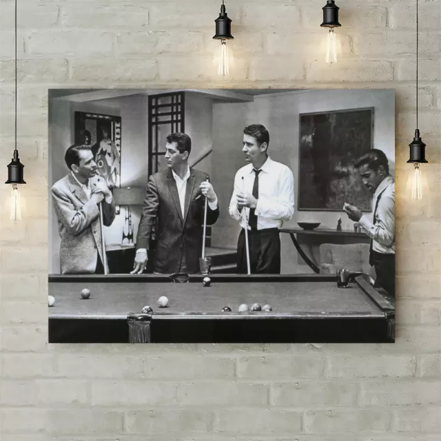 The Rat Pack Playing Pool - Canvas Rolled Wall Art Print - Various sizes