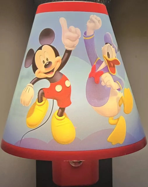 Disney Mickey & Donald Duck LED Night Light Lampshade Wall Plug-In Tested Works