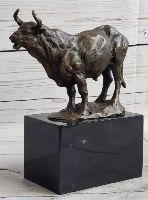 Art Deco Sculpture Abstract Bull Ox Bronze Statue Figurine Lost Wax Method Sale