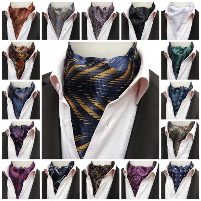 Cravat Men's Ascot Tie Paisley Formal Silk Wedding Party Jacquard Woven Necktie