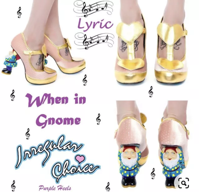 Irregular Choice Very Rare Lyric Pink And Gold Gnome Heels UK 4 EU37