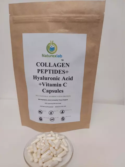 NaturexLab Collagen Peptides+Hyaluronic Acid+Vitamin C 400 Capsules