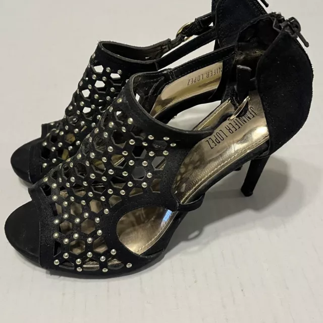 Jennifer Lopez Women's Bayles Studded Cutout Black Stiletto Heels - Size 7.5