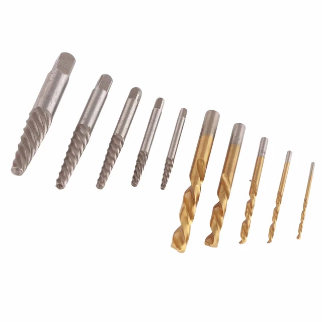 10pcs Screw Extractor And Left Hand Drill Bit Set Easy Out Bolt Extractor Set