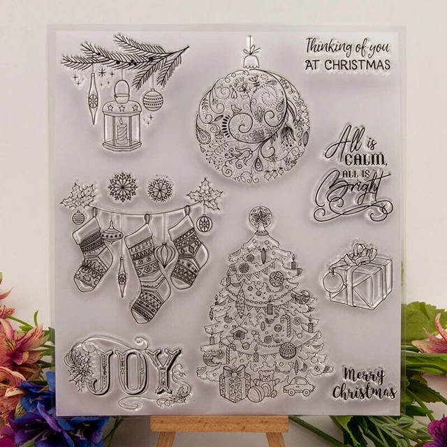 Weihnachten klassisch Baubles klar Gummistempel Sammelalbum dekorative Kartenherstellung