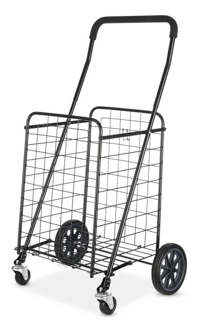 Folding Shopping Cleaning Cart Basket Utility Trolley Laundry Grocery 4 Wheels