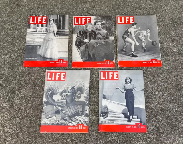 Life Magazine 1940 Full Month January Lot Complete 1 8 15 22 29 Ww2 Ww Ii Era