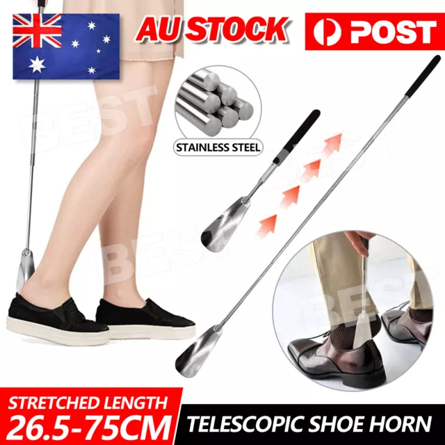 Telescopic Stainless Steel Shoe Horn Extendable Handle 26.5-75cm ShoeHorn