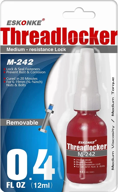 Blue Threadlocker M-242 Medium Strength 0.4 Oz12 ml Lock Tight & Seal Fastene