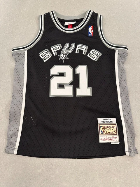 Tim Duncan #21 San Antonio Spurs BLACK Mitchell & Ness Youth 10/12 medium Jersey