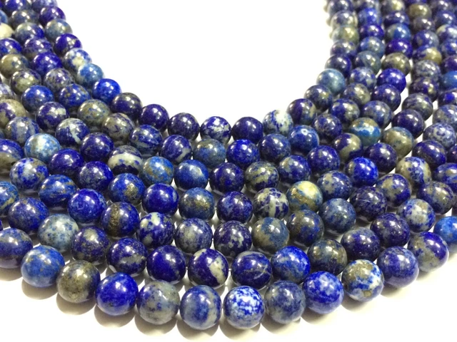 Lapis Lazuli Rond, Naturel Rond Lisse 8mm Perles 12 " Pouce Brin