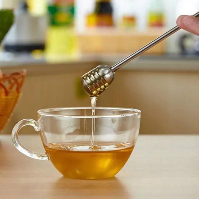 Set 2 cucchiai agitatori miele acciaio inox maniglia lunga strumento di miscelazione per tè