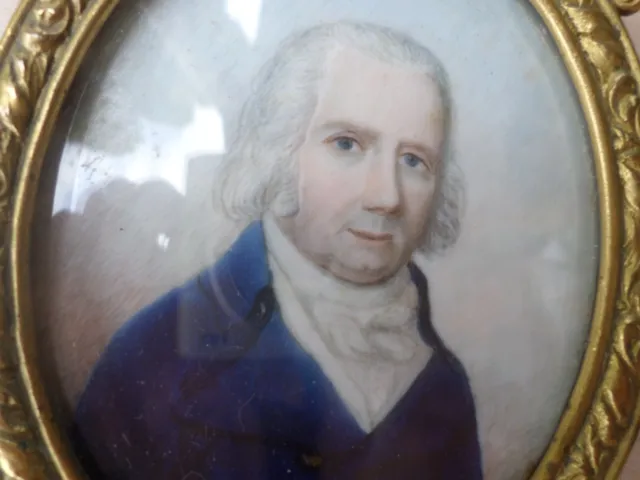 Peinture Miniature-Portrait homme-École française XIXe-cadre Louis XVI