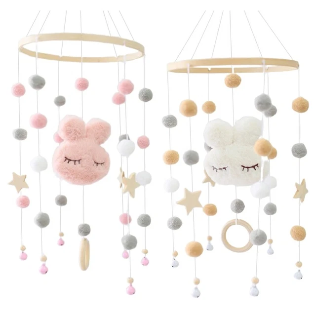 Baby Crib Mobile Rattle Windchime Wool Balls Beads Bed Bell Wind Chime Decoratio
