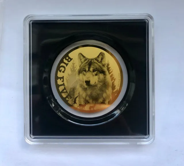 2022 Chad .999 Gold Coin Wolf Big Five Predators Wildlife WWF Proof SCARCE