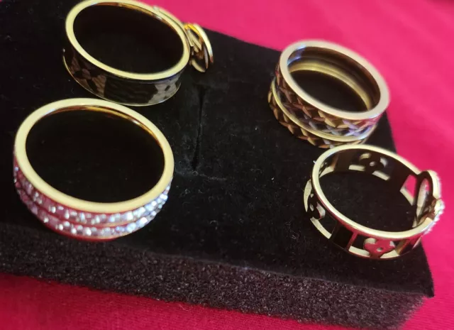 6 Ring Lot- Size 8 & 9 Band Ring Charm Ring Heart Gold Silver Rose