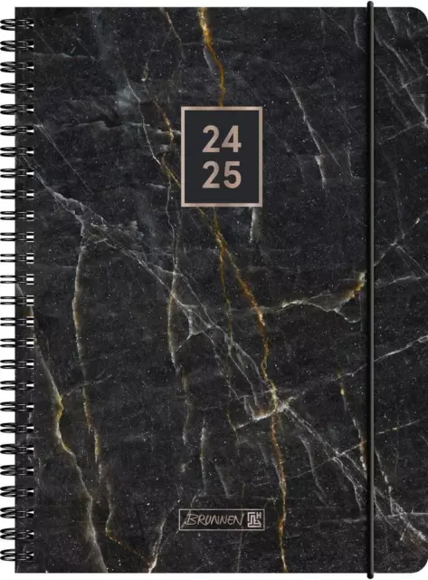 Schülerkalender 2024/2025 "Black Marble", 2 Seiten = 1 Woche, A5, 208 Seiten, sc