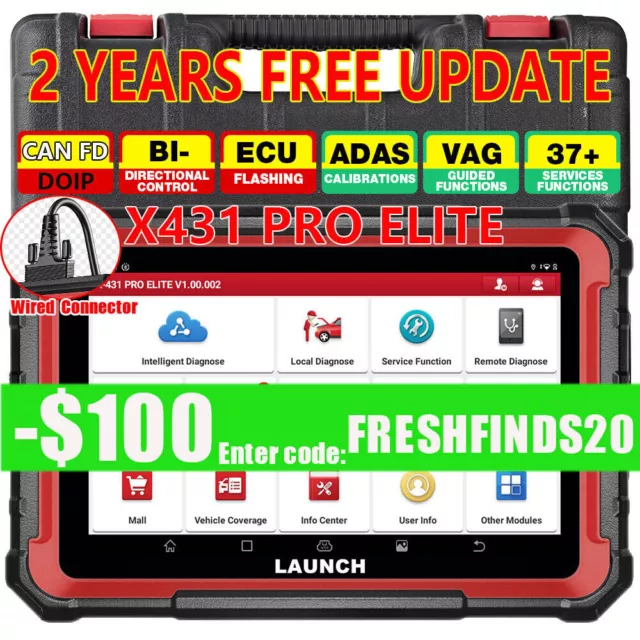 2024 LAUNCH X431 Pro Elite OBD2 Bidirectional Car Diagnostic Scanner Key Coding