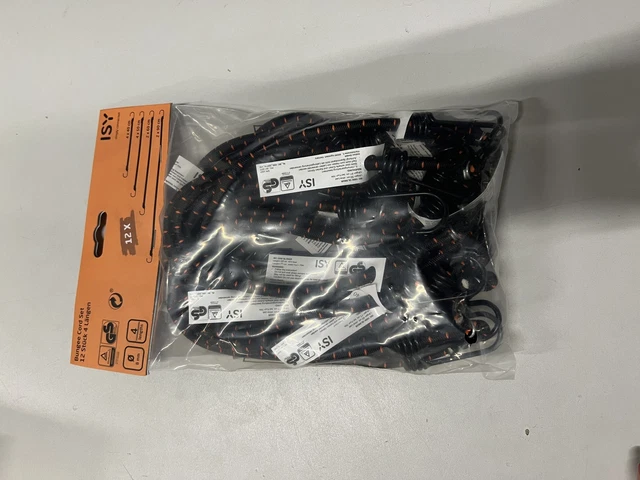 ISY Spanngummi Gummiband mit Haken Gepäckspanner Spannseil Spannbänder 12er Set