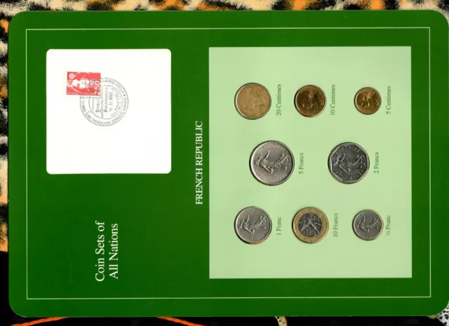 Coin Sets of All Nations France French 1971-1991 UNC 2 Francs 1981 5 Francs 1971