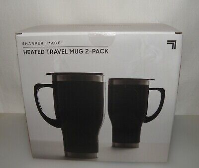 New In Box Sharper Image Heated Trael Mug 2-Pack