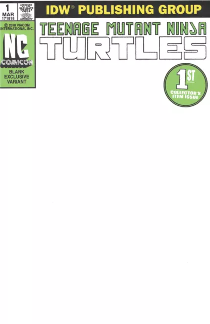 Teenage Mutant Ninja Turtles #1 Comicon Exclusive Blank Sketch Variant IDW 2011