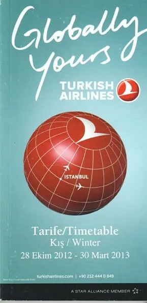 THY Turkish Airlines timetable 2012/10/28