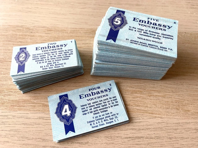 20 X VINTAGE Embassy Cigarette Vouchers 5 points Various Serials £2.24