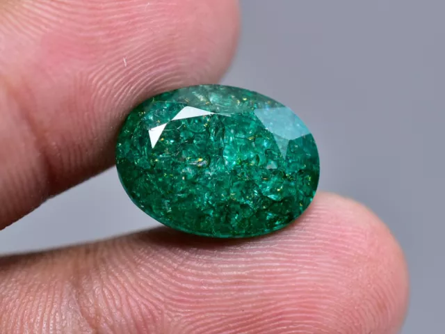 Natural Colombian Deep Green Emerald 14.95 Ct Oval Cut Certified Loose Gemstone