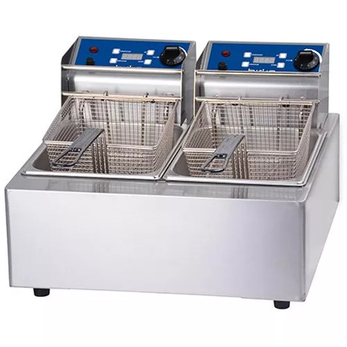 Birko 5L Benchtop Double Deep Fryer with In-Built Timer Controls 1001002