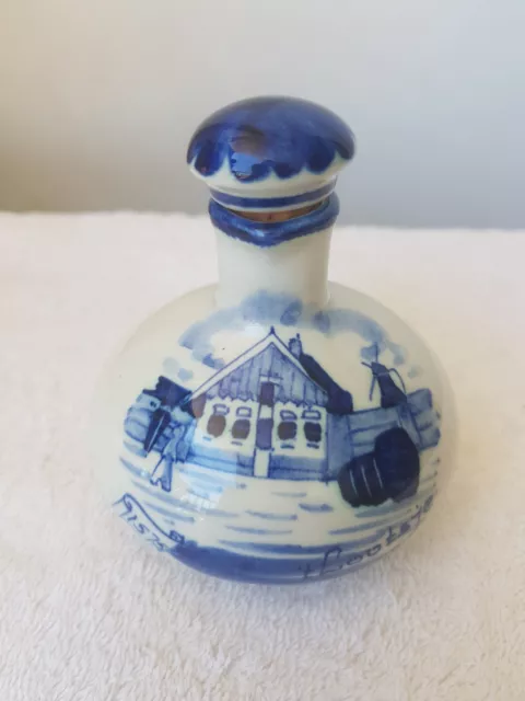 Vintage Gouda Bols Mini  Flask  Made in Holland  Dutch Delftware Gouda Design