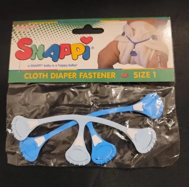 2 Pk Snappi Cloth Diaper Baby Fasteners Size 1 Infant 2 Shades of Blue