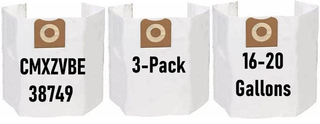 3 Pack Replacements for Craftsman CMXZVBE 38749 Wet Dry Vacuum Dust