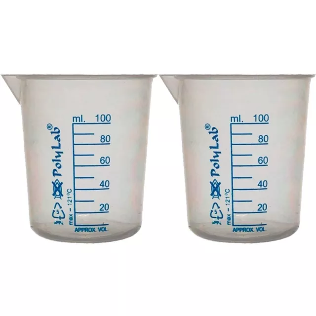 100ml Beaker with Printed Graduations, Premium Polypropylene, (Pack of 2)